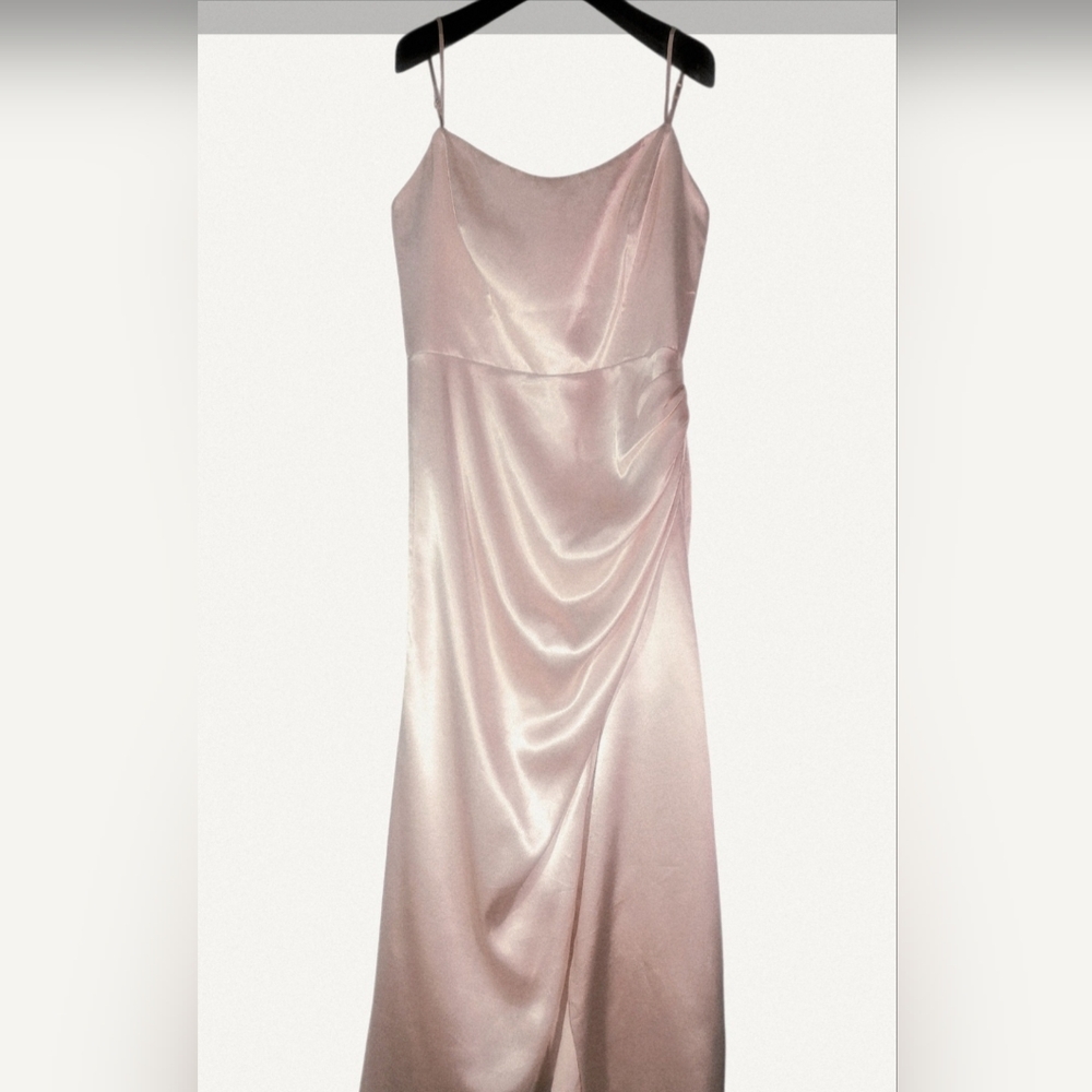 Bridesmaid Birdy Grey Blush Pink Satin Dress. XL